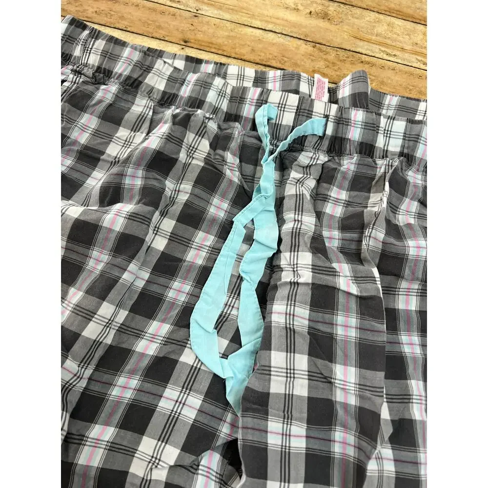 Xhilaration Pajama Sleep Pants Bundle Gray Plaid Pink Floral Pockets Size XL